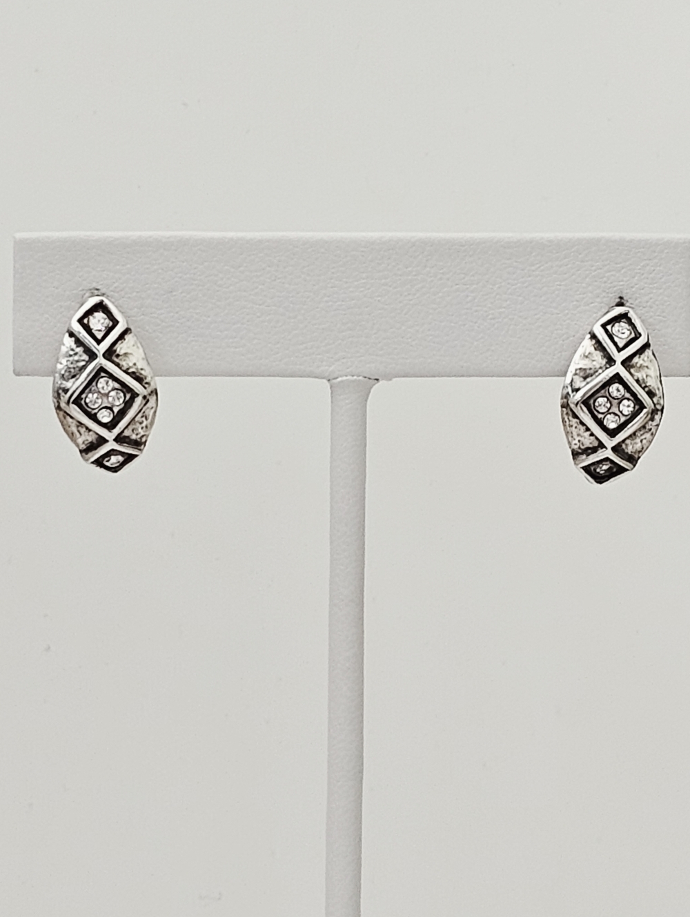 Silpada Very Rare Sterling Silver CZ Engraved Curved Designer Sample Earrings